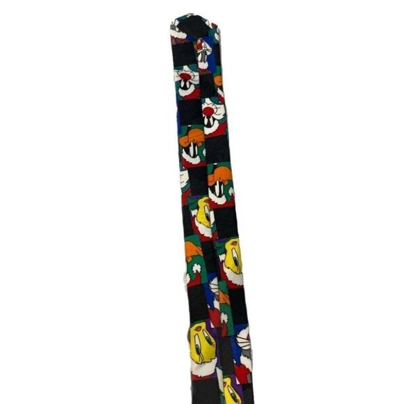 VINTAGE Looney Tunes Christmas Tie Necktie Daffy Bugs Sylvester Tweety 90s Santa - Picture 8 of 9